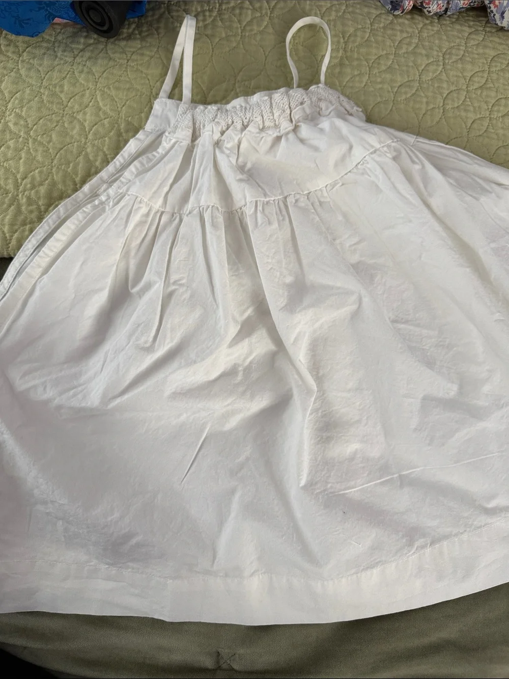 Free People White Crochet-Trim Spaghetti Straps Tank Size Small EUC